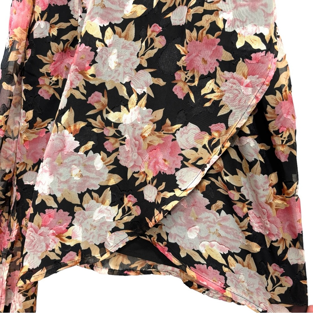Lulus Black Floral Mini Faux Wrap Formal Dress size Small NWT - Picture 4 of 15
